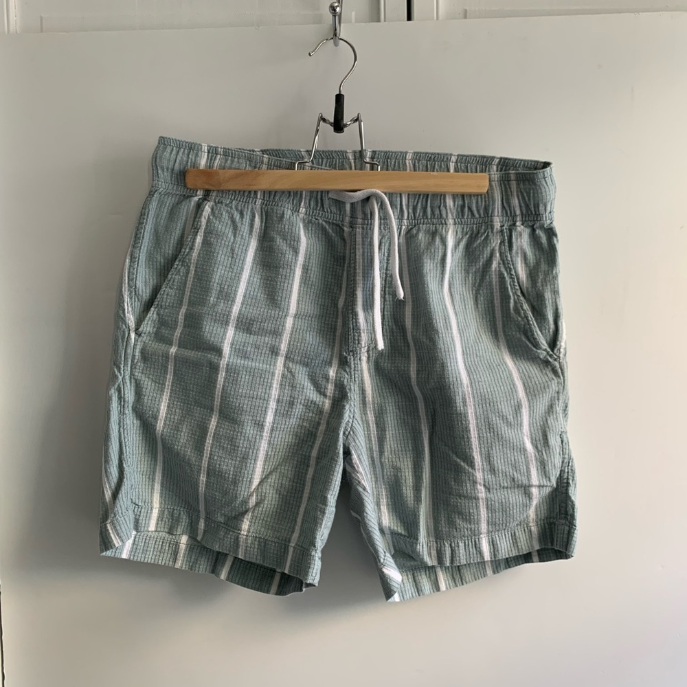Aime Leon Dore Teal and White Striped Shorts